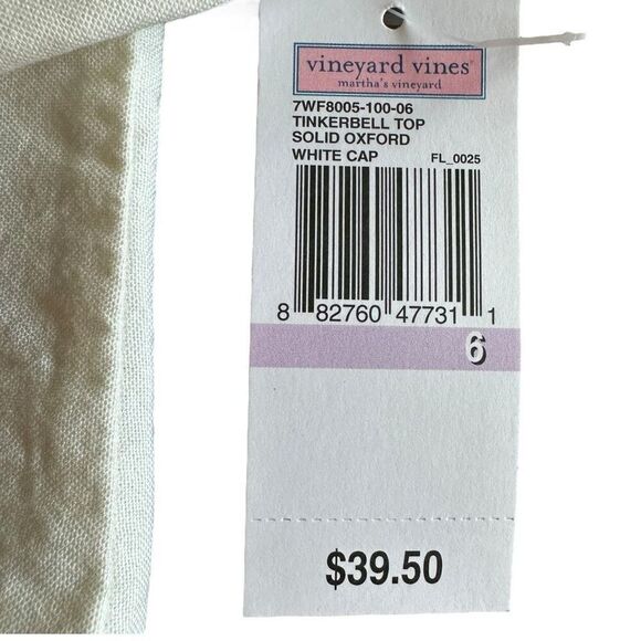 Vineyard Vines Girls Tinkerbell Button Front Top White size 6 - Picture 4 of 4